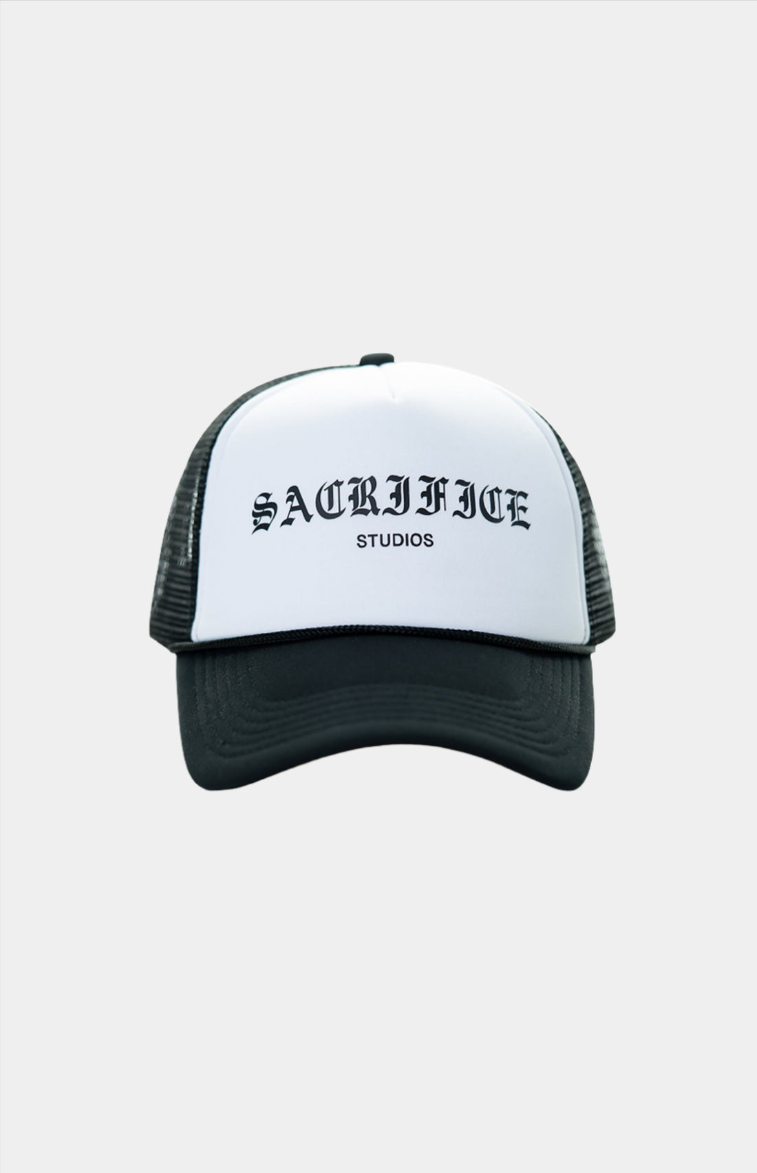 A sleek and stylish trucker hat with bold black graphic print. Expertly crafted in Portugal with high-quality materials for durability. Easy to maintain, simply machine wash and hang to dry. Elevate your fashion game with this unique and fashionable accessory.