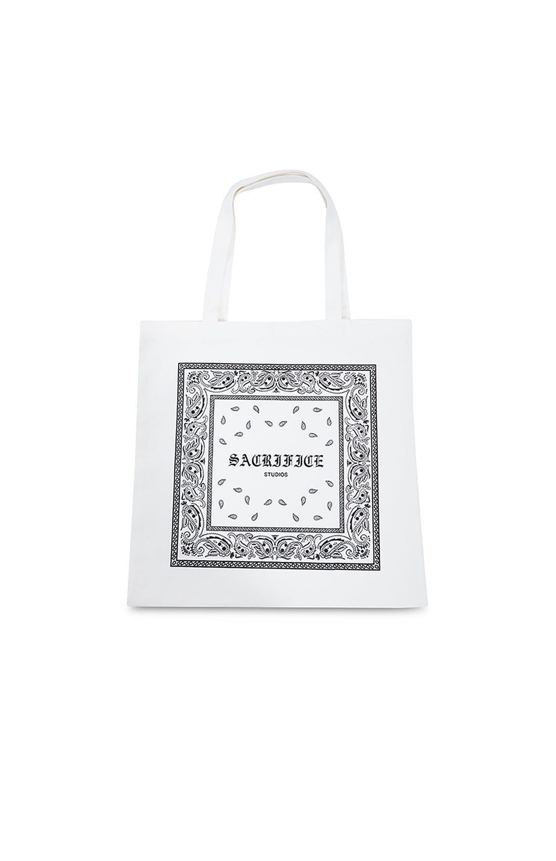 Premium bandana  tote bag featuring a bold white graphic print. Expertly crafted in Portugal. Located in Dubai. 