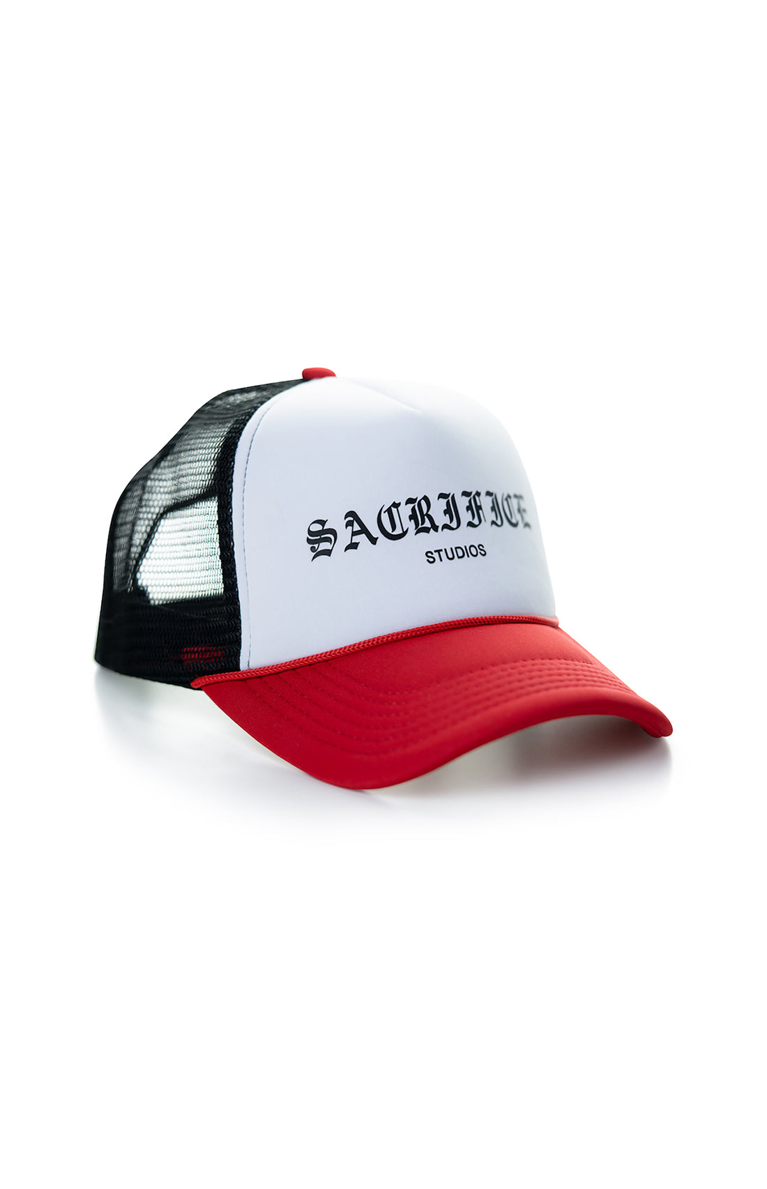 A sleek and stylish trucker hat with bold black graphic print. Expertly crafted in Portugal with high-quality materials for durability. Easy to maintain, simply machine wash and hang to dry. Elevate your fashion game with this unique and fashionable accessory.
